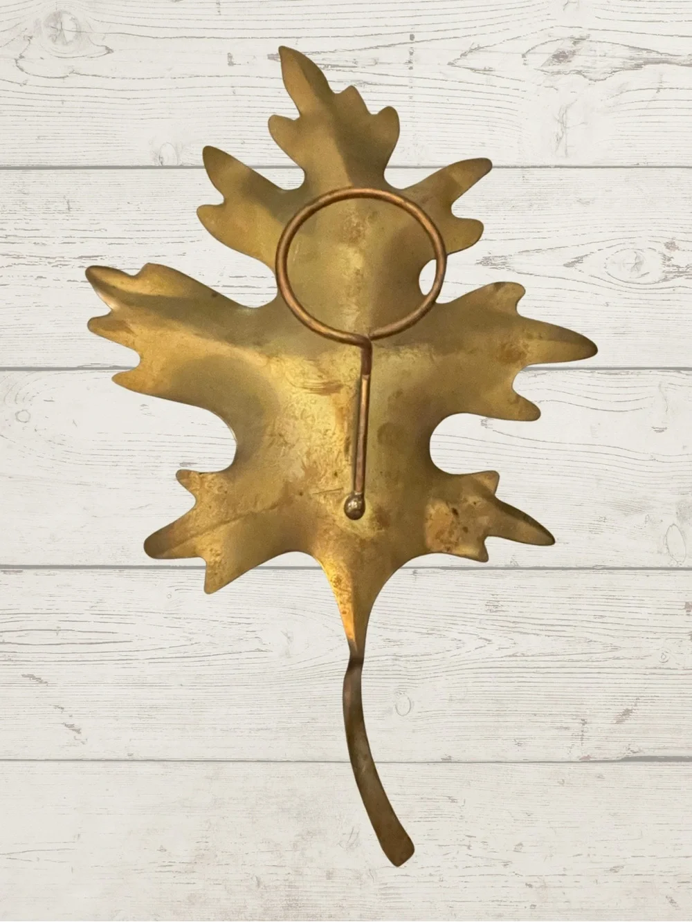 Vintage Set of 3 MCM Brass Oak Leaf Wall Art Hanging 3D Metal Plaques 8